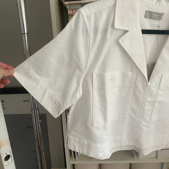 Everlane White Cropped Popover Shirt - Picture 2 of 4